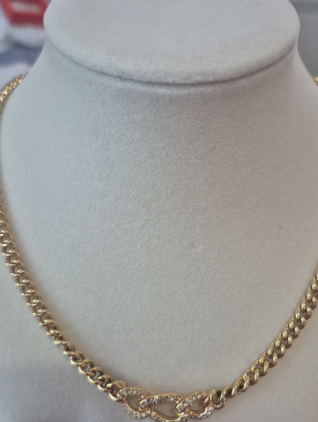 Christian Dipr Triple Plated Gold Chain Necklace With Crystals